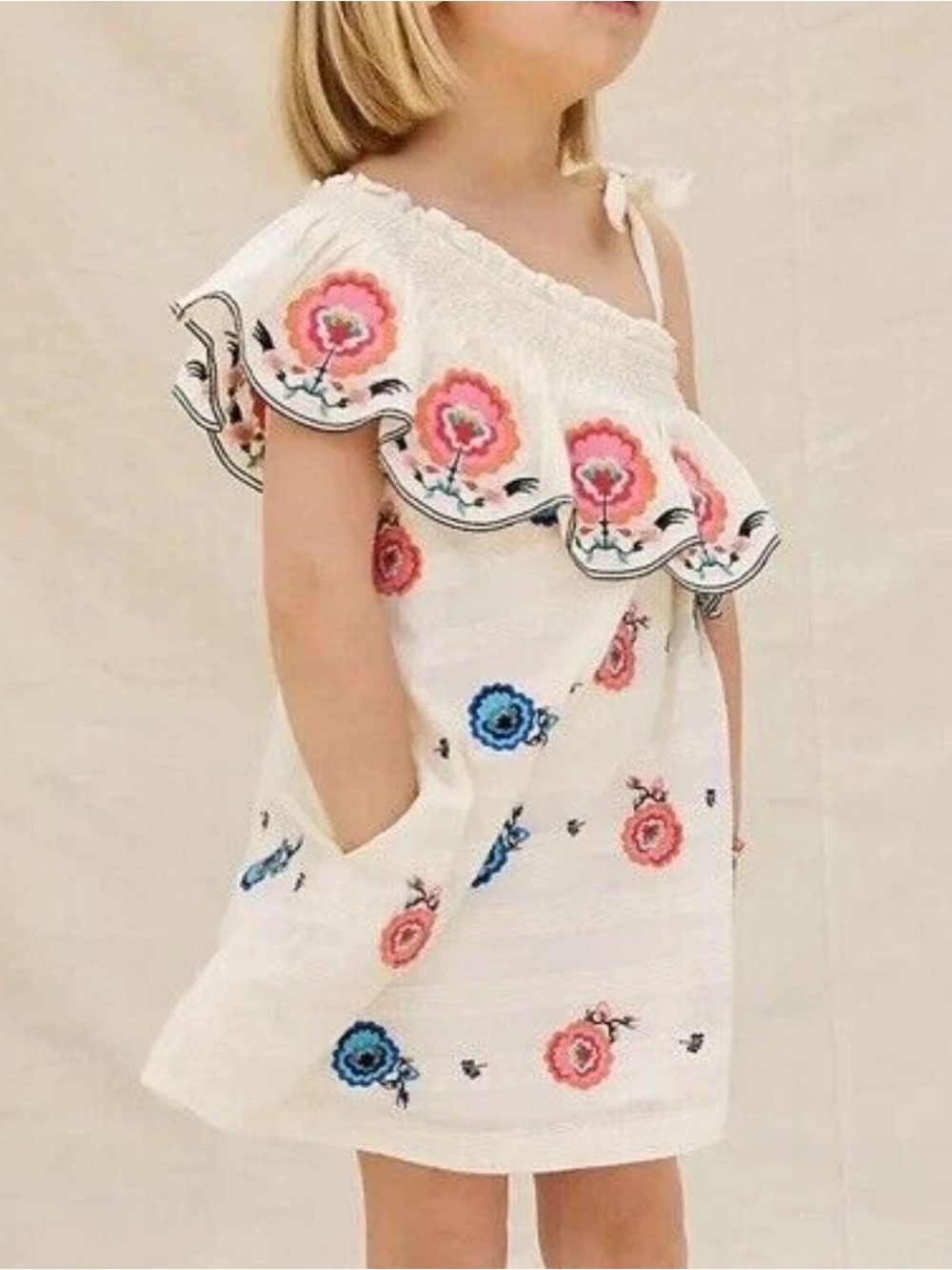 Anthropologie Plenty by Tracy Reese Girls Embroidered One Shoulder Dress Size